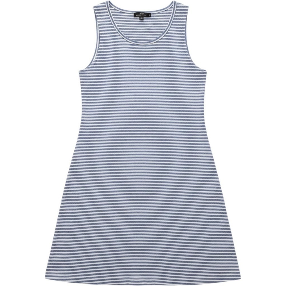 Ronni Nicole Dress Womens Large Blue Stripe Sleeveless Scoop Neck Knee Length